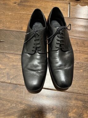 Hugo Boss Leather Derby Oxford Shoes Mens 9 Black Almond Toe Minimal Designer BOSS - Italian-made leather Derby shoes - Black main image 3